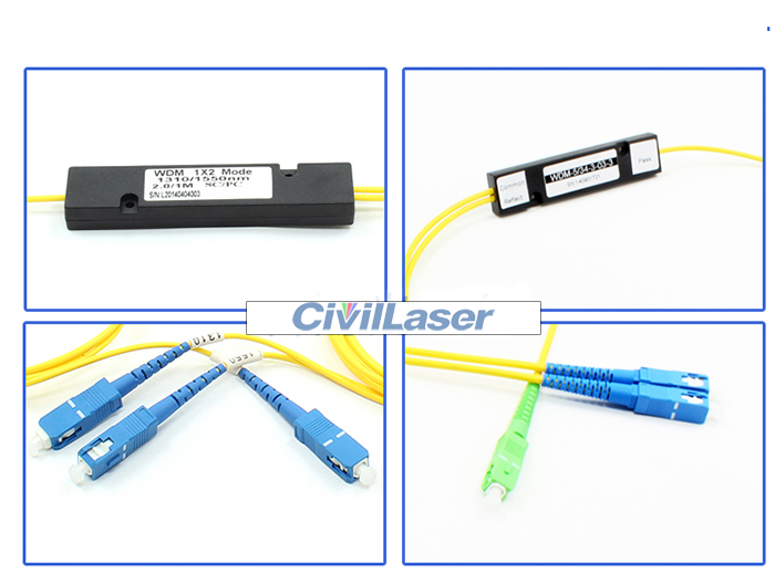 3 Channel FBT Wavelength Division Multiplexer Biconic Taper 1/2WDM ABS